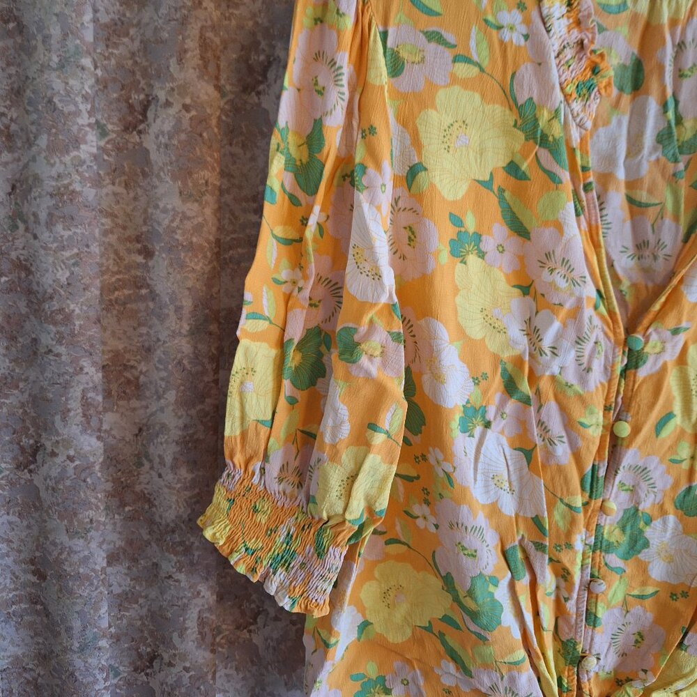 Yellow/green floral Sanctuary blouse size Large - Picture 3 of 8